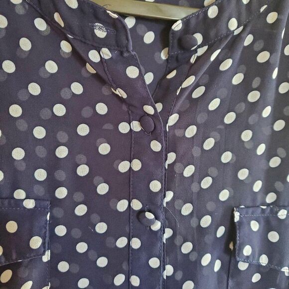 Torrid Womens Top Blue 2XL Sleeveless Polka Dot Plus Size Blouse 2 - Picture 7 of 8
